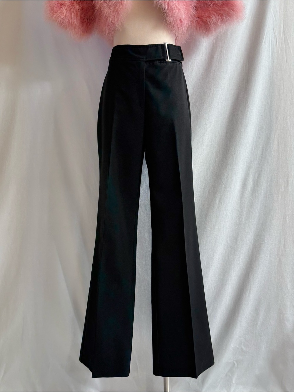 Y2K High Waist Black Belted Trousers